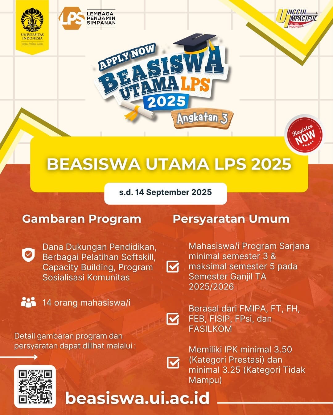 Pendaftaran Beasiswa Utama LPS 2025 Direktorat Kemahasiswaan Dan Beasiswa